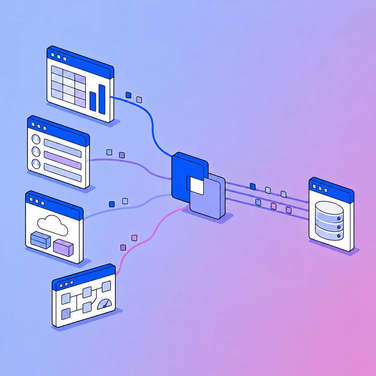Illustration miteinander verbundener digitaler Systeme