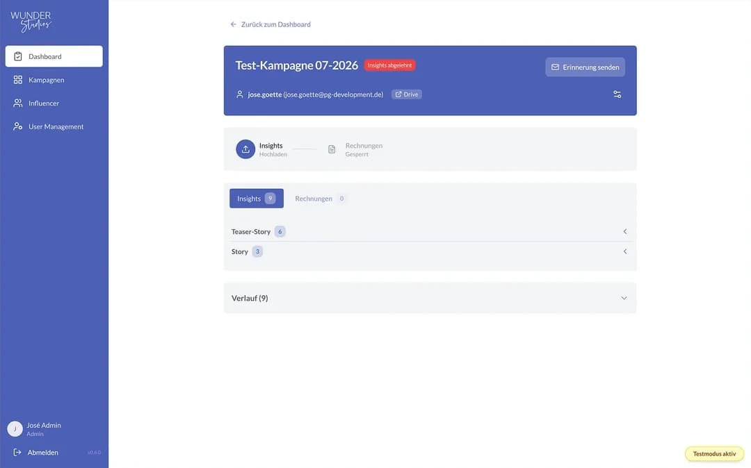 Kampagnenansicht in WunderUpload