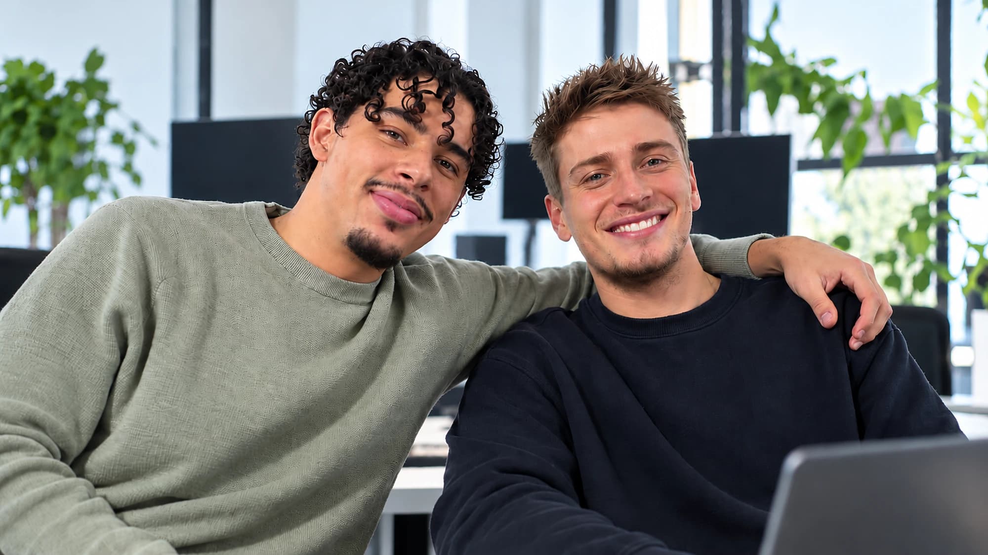 José Götte und Nico Preibisch im Büro